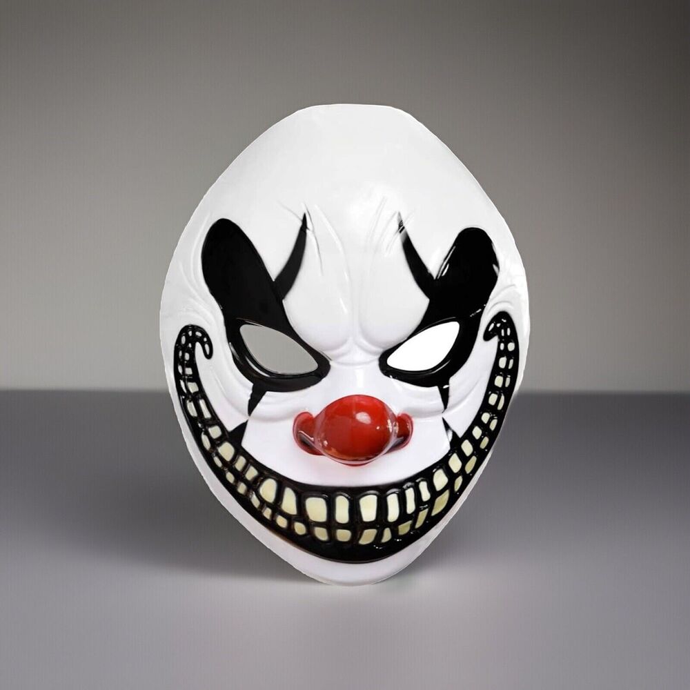 🔥EVIL CLOWN Plastic Face Mask - Halloween Costume Freak Show Adult Size NWT🔥